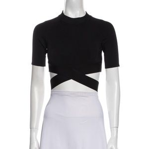 T by Alexander Wang Black Crop Cut Out Top